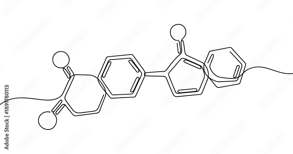 Obraz premium Chemical structure of ibuprofen showing molecular bonds and functional groups. No editable stroke