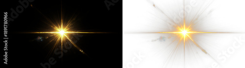 Schilderij op canvas Bright light effect on a transparent background with sparkles and flares appeari
