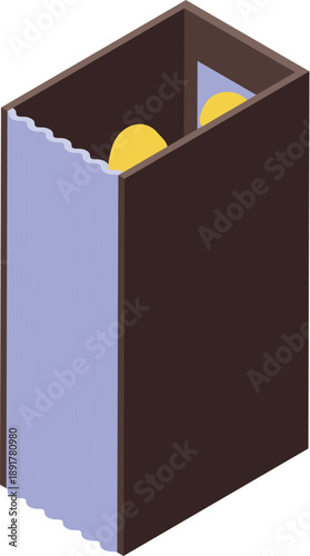 Isometric view of a voting booth with a curtain and two lights, representing the democratic process
