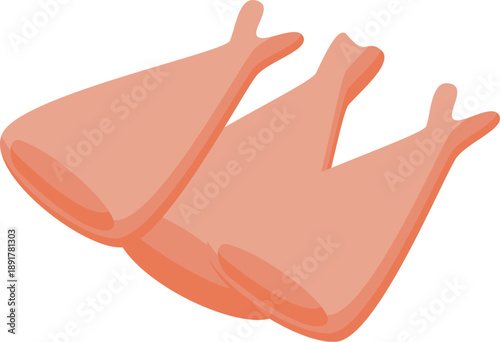 Three fresh chicken drumsticks ready for cooking lying on a white background