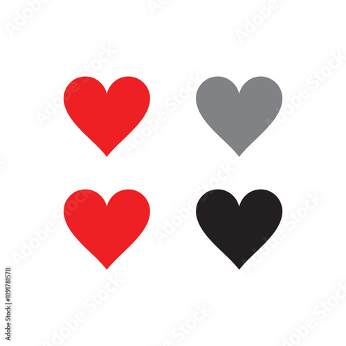 Heart Icons - Red, Grey, and Black Symbols of Love and Emotion