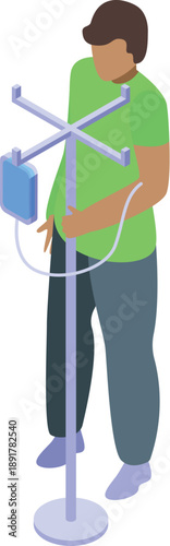 Young patient undergoing medical treatment with intravenous - iv - therapy, connected to an iv drip stand for fluid or medication administration