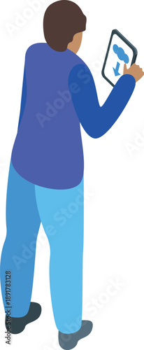 Programmer using tablet is downloading data from cloud computing platform