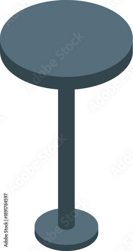 Isometric round bistro table standing on one leg with circular base, perfect for modern cafes or restaurants