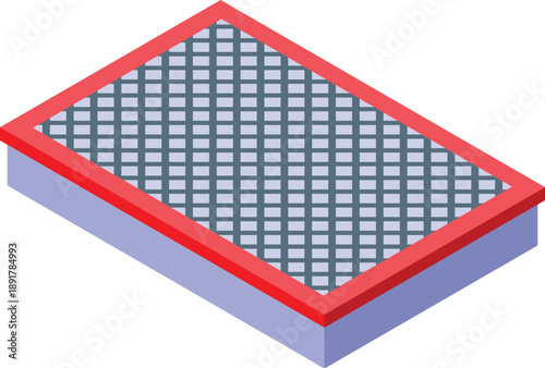 Isometric view of a car air filter ensuring clean air intake and protecting the engine