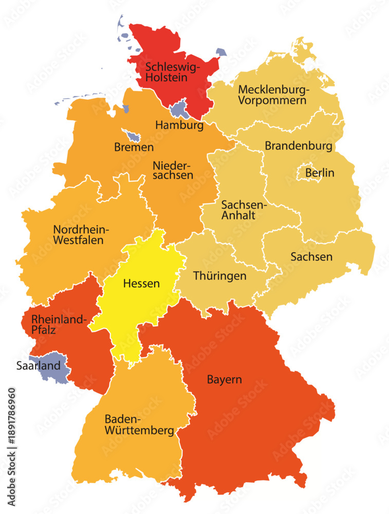 Naklejka premium map of germany with highlighted