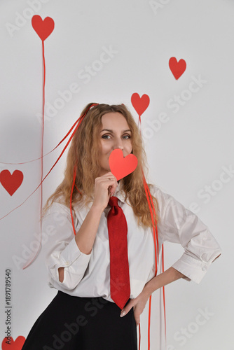 Valentine's Day, hearts, girl, valentine