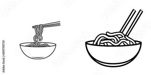 Elegant, minimalist bowl of noodles with chopsticks
