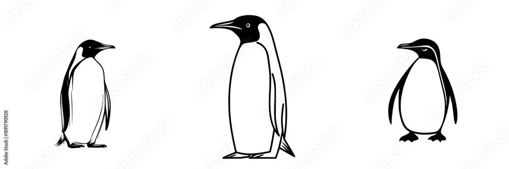 Obraz premium Penguin in Black and White: A Classic Silhouette