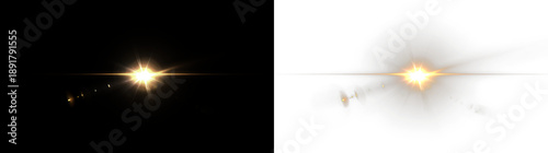 Фотография Bright light rays shining against a dark background showing a glowing star effec