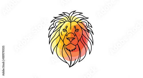 Vibrant representation of a majestic African Lion in a graphic illustration