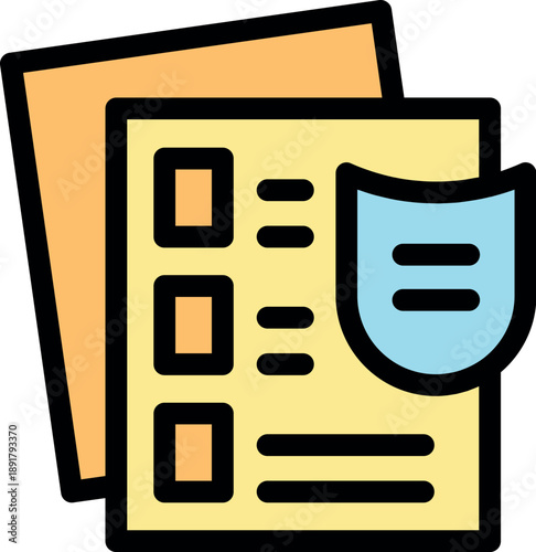 Shield icon safeguarding important documents, symbolizing data protection and secure storage of sensitive information