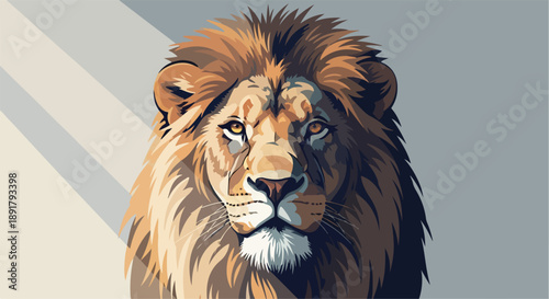 Cinematic Majestic African Lion Illustration in a Regal Portrait View