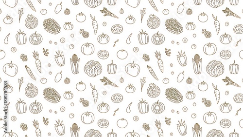 Vibrant vegetable and fruit seamless pattern design