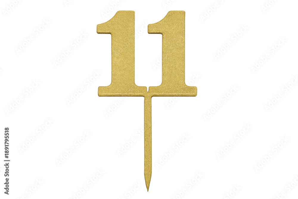 Obraz premium Gold glitter number eleven cake topper celebrating anniversary