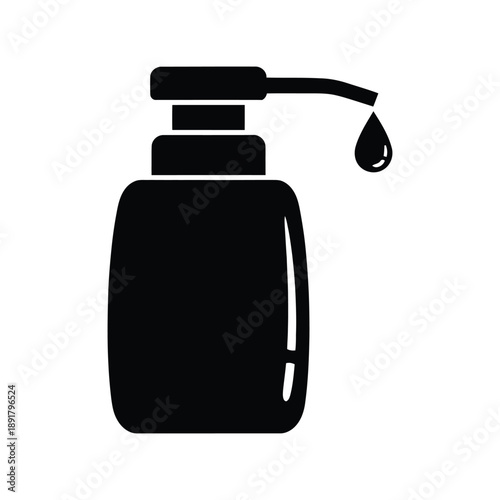 Vector illustration black silhouette of a dispenser bottle with a dropper