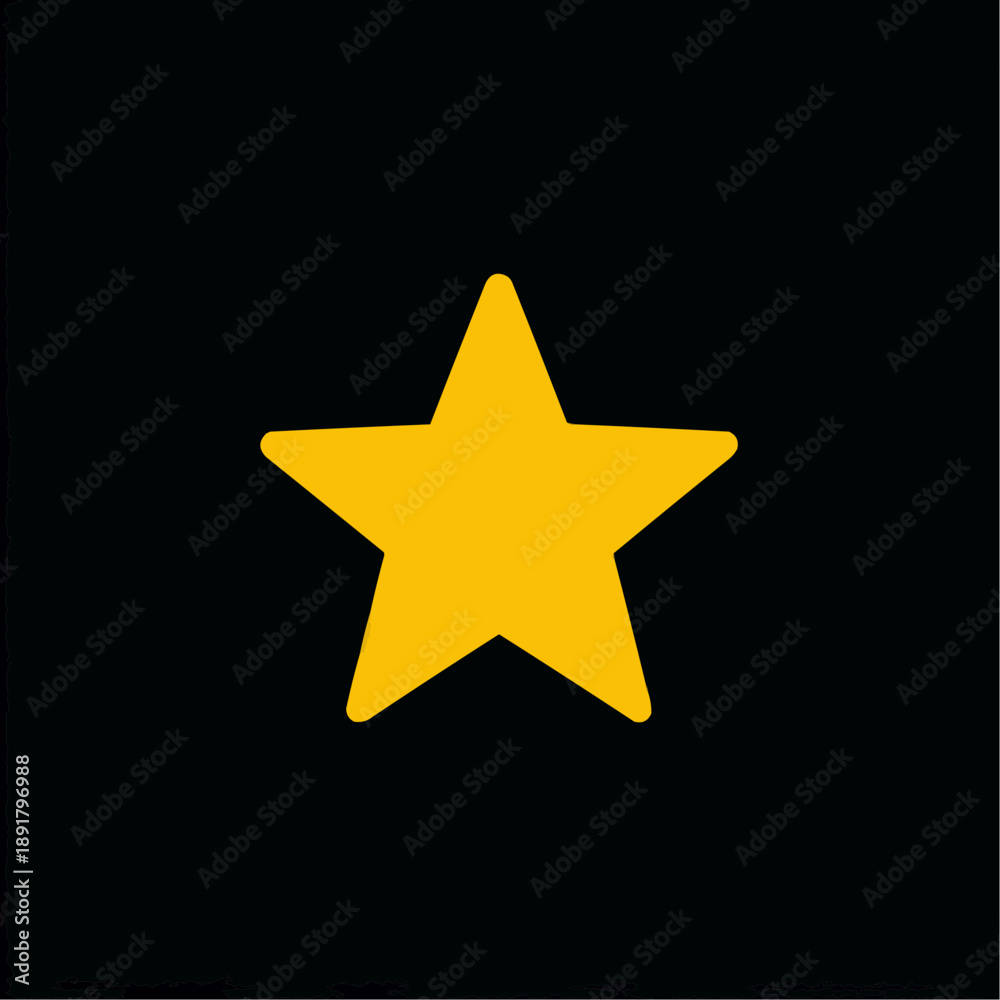 Obraz premium Yellow star vector icon on a solid black background. Minimalist graphic design element.