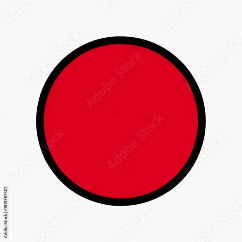 A bold red circle with a thick black border, isolated on a clean white background. This minimalist, flat design graphic can be used as an icon, button, or symbol for alerts, recording, or targets Free Download A bold red circle with a thick black border, isolated on a clean white background. This minimalist, flat design graphic can be used as an icon, button, or symbol for alerts, recording, or targets - GFXLoad