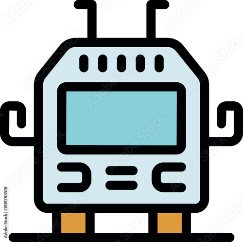 Stylish electric bus icon representing sustainable urban transport, promoting eco friendly commuting in a modern city