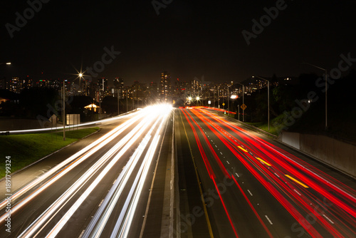 Photography Oahu, Honolulu Hawaii Night Highway Light Trails and Urban Speed,  Fast Traffic