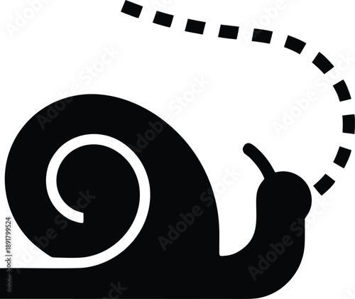 snail leaving silver trail silhouette vector illustration on transparent background