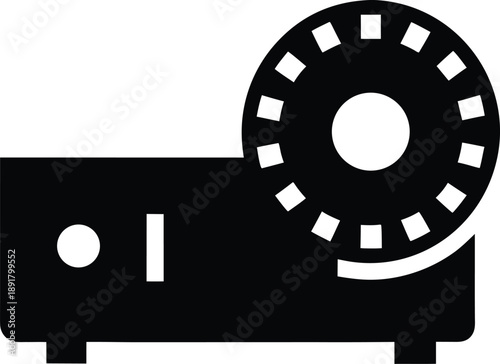 slide projector with carousel silhouette vector illustration on transparent background