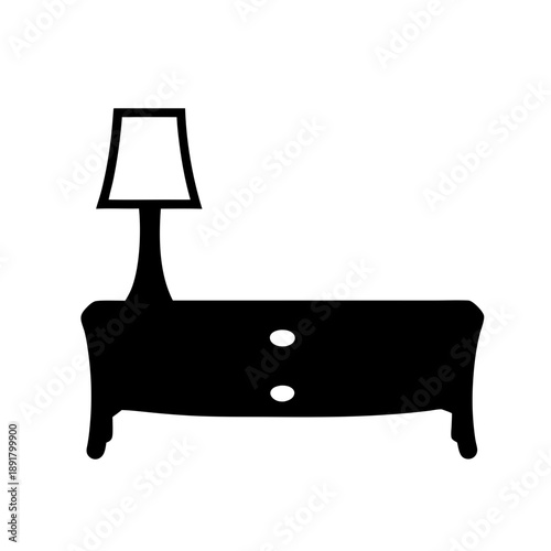 Simple bedside table with lamp