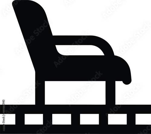 longing as empty chair on train platform silhouette vector illustration on transparent background