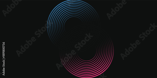 3D red blue lines techno abstract background overlap layer on dark space with circles effect decoration. Modern graphic design element stripes style concept for banner, flyer, card, or brochure cover
