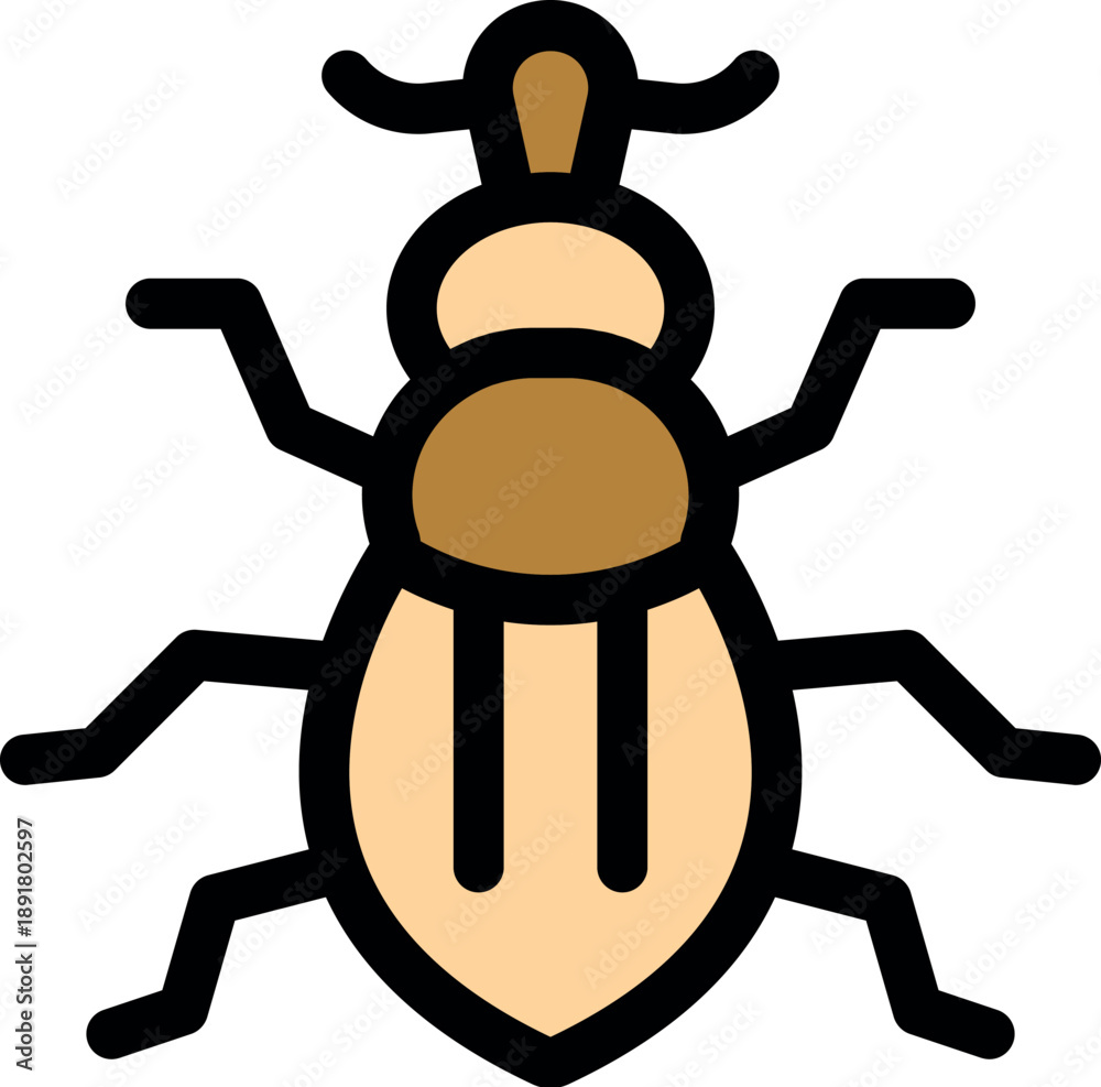 Fototapeta premium Bark beetle icon in filled outline style, representing forest pests and tree damage