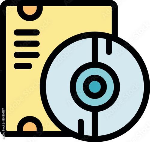 Software box and installation disc icon represents tech support, installation process, and digital programs