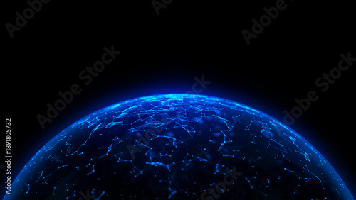 Wife Warless World Network Internet Earth Cyber Security Broadband Space Ai Networking System with Plexus Glow Lines, Wave Connection Particles Dots Digital Network Communication Technology