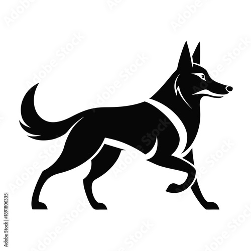 Dynamic silhouette of a loyal and elegant german shepherd dog trotting gracefully