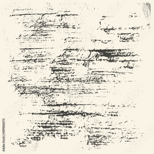 Abstract black grunge texture overlay with distressed rough surface and scattered particles on a beige background, vintage paper effect for graphic design.