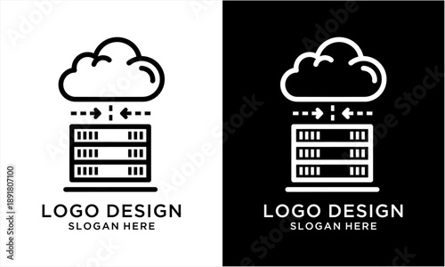 Cloud server data transfer technology logo design.