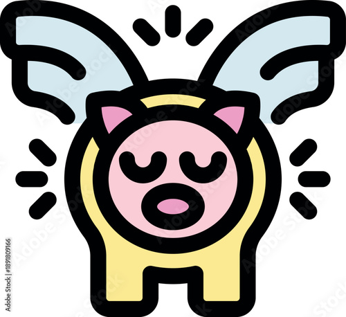 Adorable piggy bank with wings soaring, representing financial growth and the power of saving money
