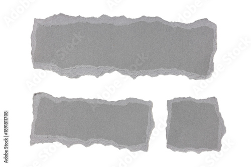 Fotografie Set of Grey torn paper scraps with ragged edges cut out