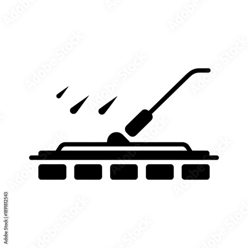 Floor Mop Cleaning Tool Icon. A minimalist black silhouette icon depicting a floor mop or cleaning tool. 