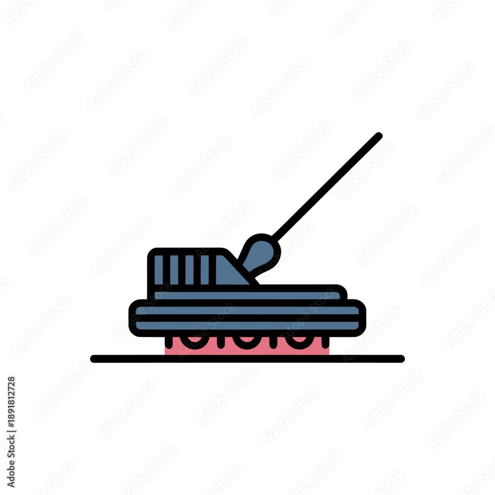 Fototapeta premium Military helicopter vector icon illustration with tank and armored vehicle silhouette isolated on white background