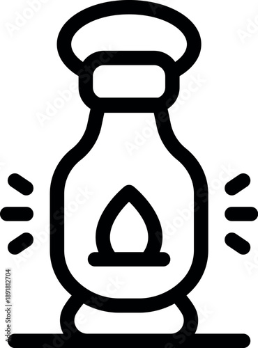 Burning kerosene lamp providing light in darkness, symbolizing hope, resilience, and survival