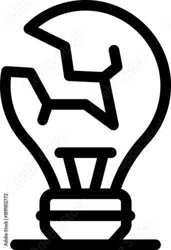 Broken lightbulb representing a lack of ideas, a creative block, or a failed project