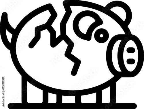 Cracked piggy bank showing economic instability and financial crisis, representing lost savings and economic hardship