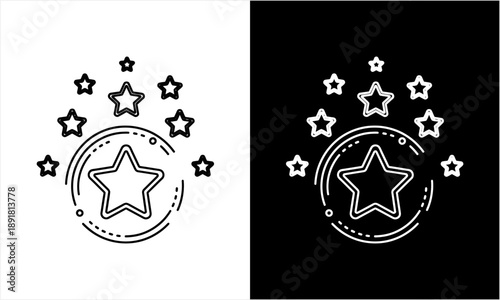 Star rating icon with multiple stars in a circular design.