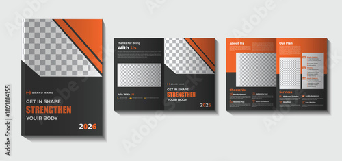 Fitness and Gym Business Brochure Template with Sporty Design