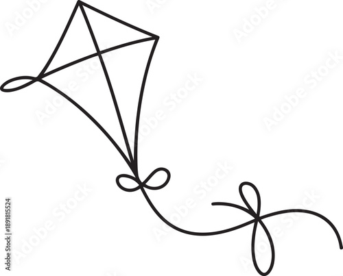 Creative kite minimalist continuous.one line vector illustration with out background