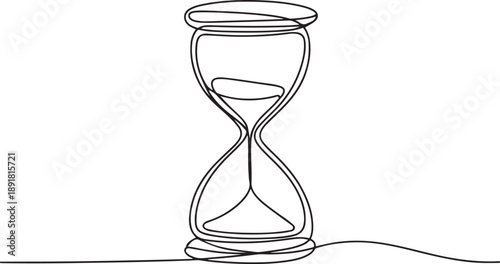 Hourglass continuous one line drawing minimalist sand timer concept.one line vector illustration with out background