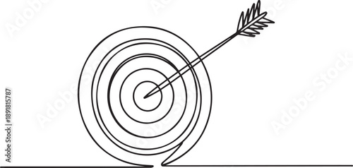 Achieve your goals with focused determination using this modern target and arrow.one line vector illustration with out background