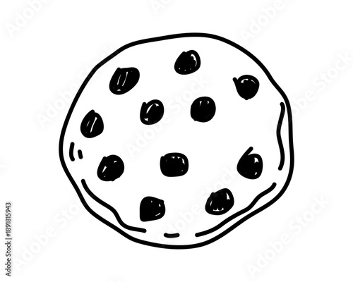 Minimalist sketch line art of chocolate chip cookies. Vintage line hand drawn Editable stroke.