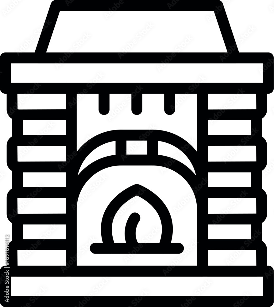 Fototapeta premium Fireplace burning with a cozy fire, providing warmth and comfort in a home setting