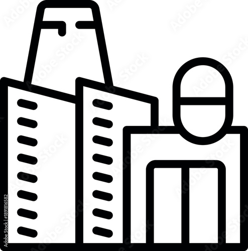 Industrial production plant with large chimney and storage building managed by a professional engineer